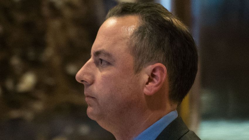 Republican National Committee chairman Reince Priebus arrives in the lobby of Trump Tower, November 11, 2016 in New York City. 