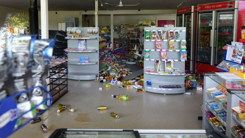 WAIAU, NEW ZEALAND - NOVEMBER 14:  A supermarket in Waiau, 120 kms north of Christchurch, shows damage in the aftermath of a 7.5 magnitude earthquake on November 14, 2016 in Waiau, New Zealand. The 7.5 magnitude earthquake struck 20km south-east of Hanmer Springs at 12.02am and triggered tsunami warnings for many coastal areas. (Photo by Matias Delacroix/Getty Images)