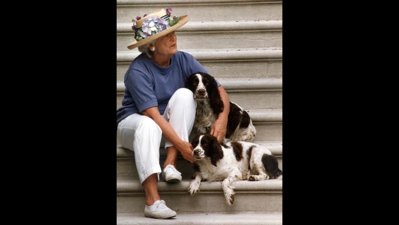 Barbara Bush, wife of George Senior, was involved in many charitable and humanitarian efforts during her time as first lady. Her causes including tackling homelessness, AIDS, and helping the elderly. She also campaigned and raised funds to improve literacy, which was motivated by her son Neil's dyslexia. 