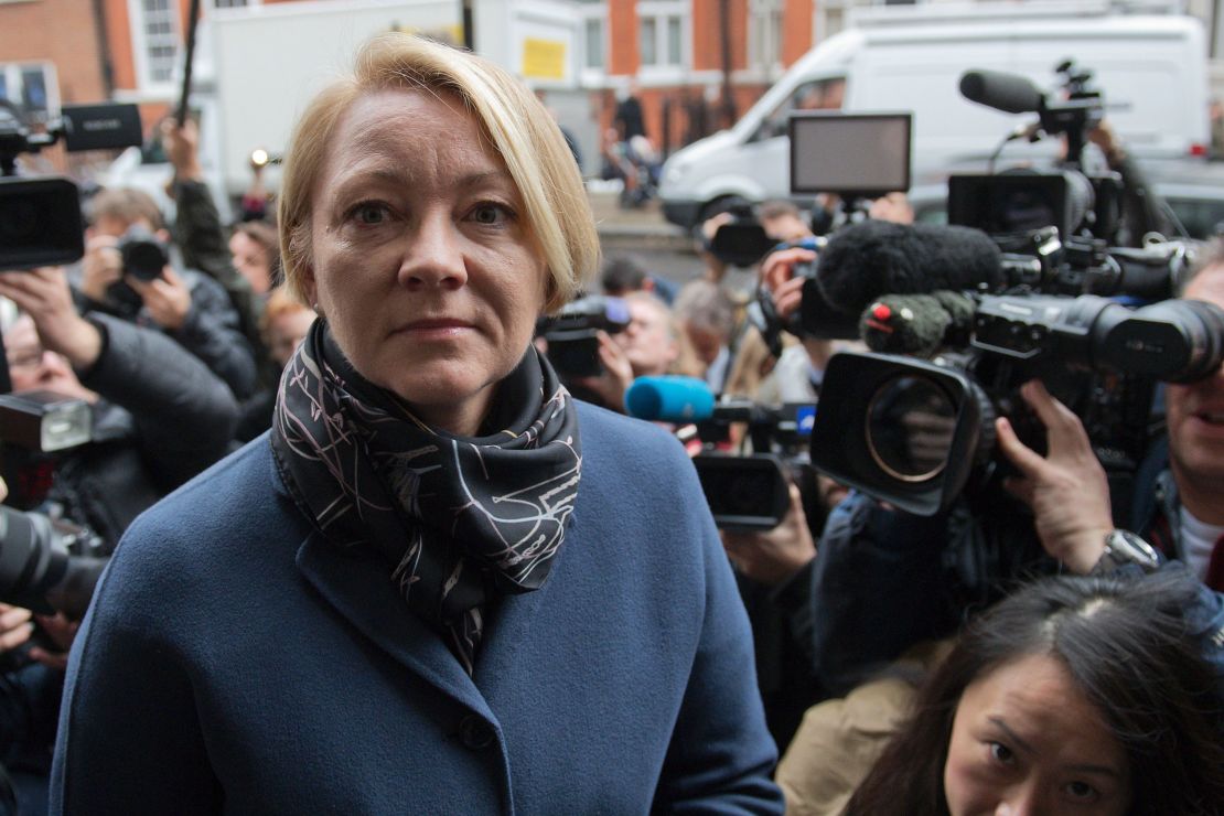 Swedish prosecutor Ingrid Isgren arrives at the Ecuadorian Embassy in London for Julian Assange's questioning.
