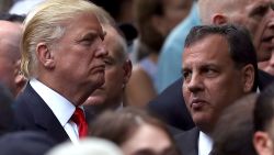 NEW YORK, NY - SEPTEMBER 11:  Republican presidental nominee Donald Trump (L) and New Jersey Gov. Chris Christie (R) attend the September 11 Commemoration Ceremony at t