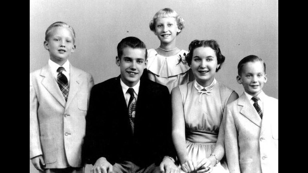 Trump, left, in a family photo. He was the second-youngest of five children.