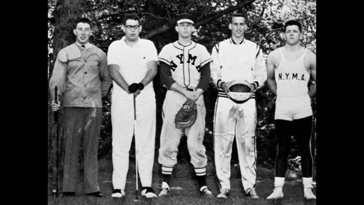 Trump, center, wears a baseball uniform at the New York Military Academy in 1964. After he graduated from the boarding school, he went to college. He started at Fordham University before transferring and later graduating from the Wharton School, the University of Pennsylvania's business school.