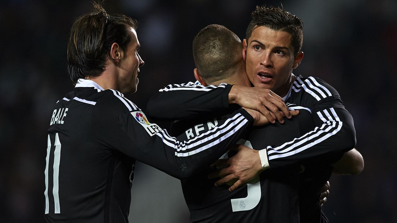 Ronaldo (right), Benzema (center) and Bale are the other top trio in Spain.