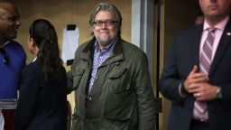 Republican presidential nominee Donald Trump's campaign CEO Steve Bannon attends a campaign rally at the W.L. Zorn Arena November 1 in Eau Claire, Wisconsin. 