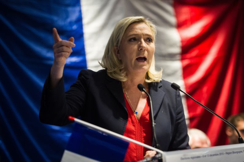 marine le pen french flag