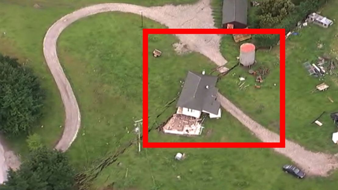 A house on a fault line is shown after Monday's earthquake in New Zealand