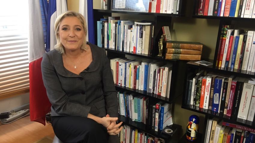 Marine Le Pen, leader of France's far-right Front National party, at her office in Nanterre, near Paris.