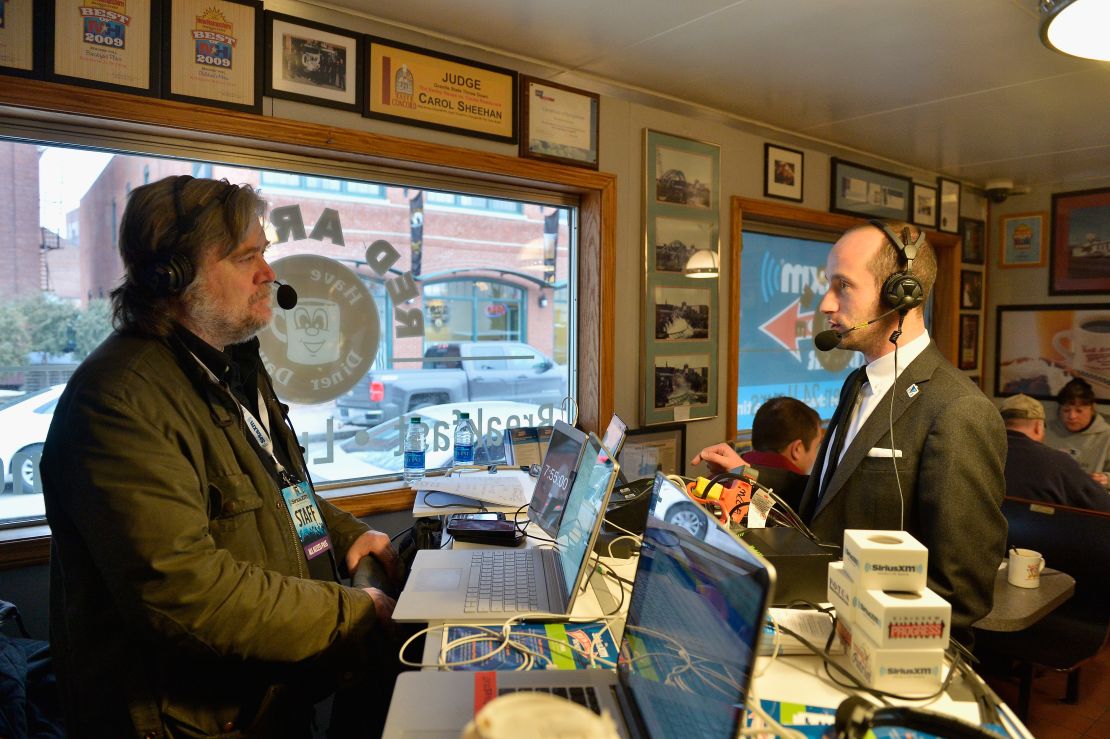Miller was interviewed by Steve Bannon during his coverage of the 2016 New Hampshire primary.