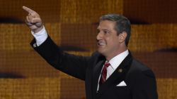 Rep. Tim Ryan of Ohio arrives on stage to address delegates at the Democratic National Convention on July 28, 2016, in Philadelphia.