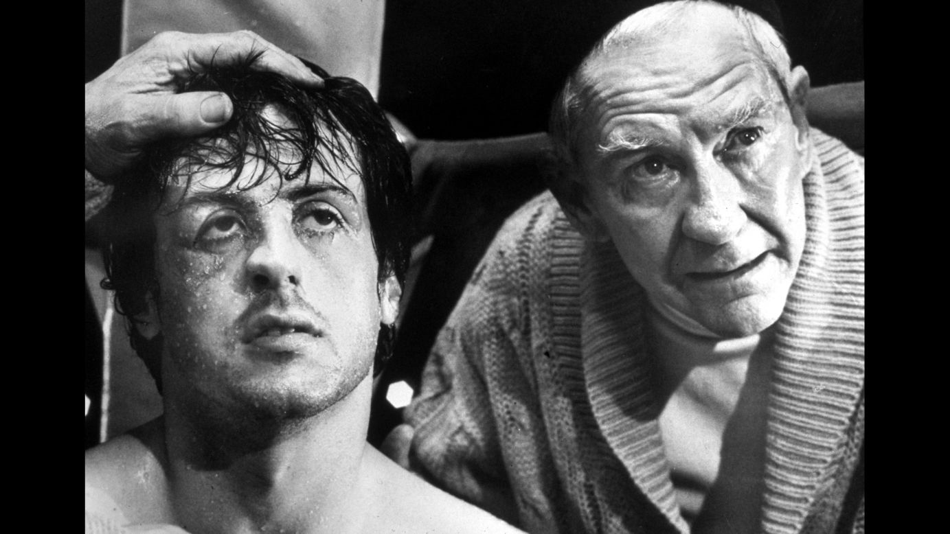 Burgess Meredith played Mickey, Rocky's cantankerous trainer. "I truly feel without his participation in the film, it would never have had its emotion core," Stallone said after Meredith's death in 1997.