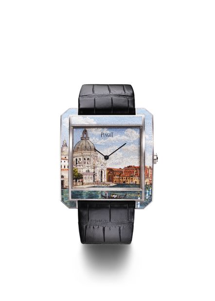 The Protocole XXL "Secrets and Lights" Venice watch from Piaget took home the Artistic Crafts Watch Prize for its micro-mosaic illustration of the Santa Maria Della Salute basilica in Venice. Just three of these $250,000 watches were made, with the design on each handcrafted from nearly 5,000 miniscule glass tiles. 