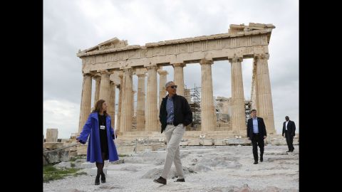 Obama tours the Acropolis in Athens on November 16.