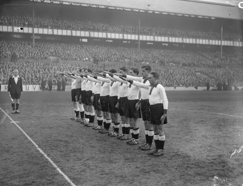 Social protest is also something undertaken by fans. Back on December 4, 1935, the German football team give the Nazi salute at White Hart Lane, the London home of Tottenham Hotspur. England fans protested outside the stadium before the match, according to sports sociologist Joseph Maguire. 