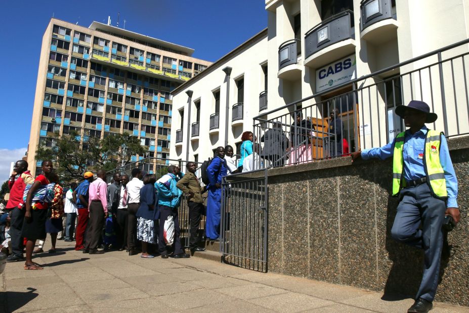 Zimbabweans can queue for hours outside banks after the government slapped limits on cash withdrawals and announced the introduction of "bond notes."