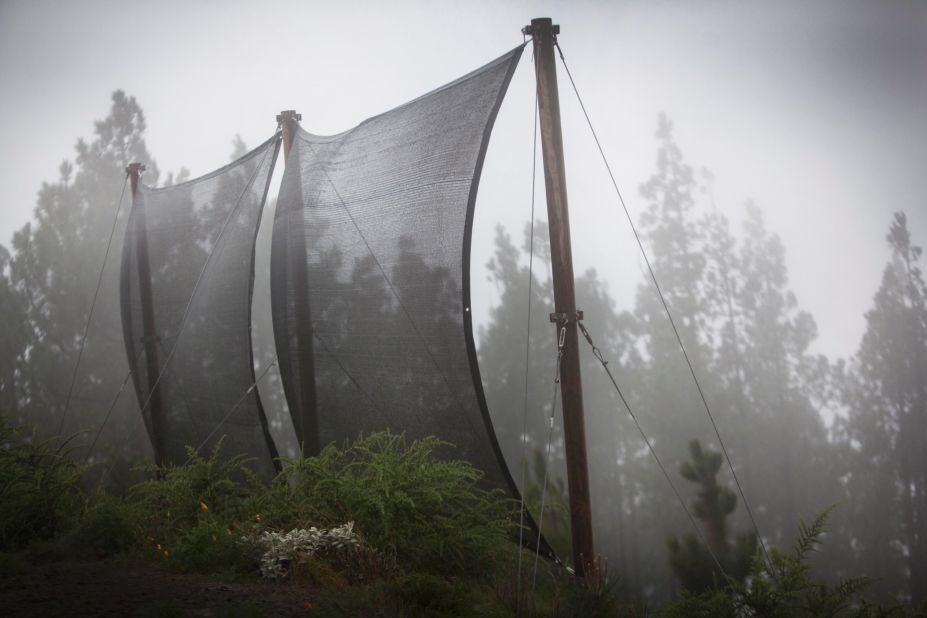 Tenerife, in the Canary Islands, is also home to large canvas fog collectors.