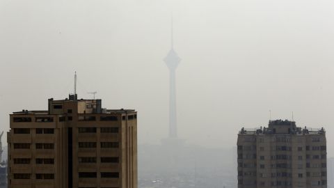The Milad telecommunications tower behind smog in Tehran, November 16, 2016. 