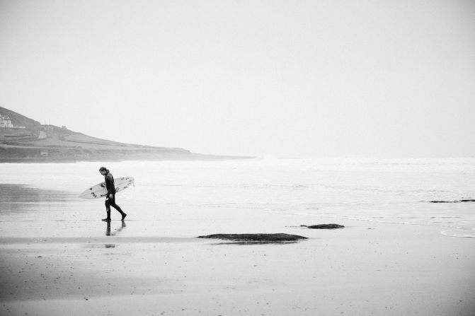 But he relishes returning home and surfing his home waters in Croyde on the north Devon coast in England.