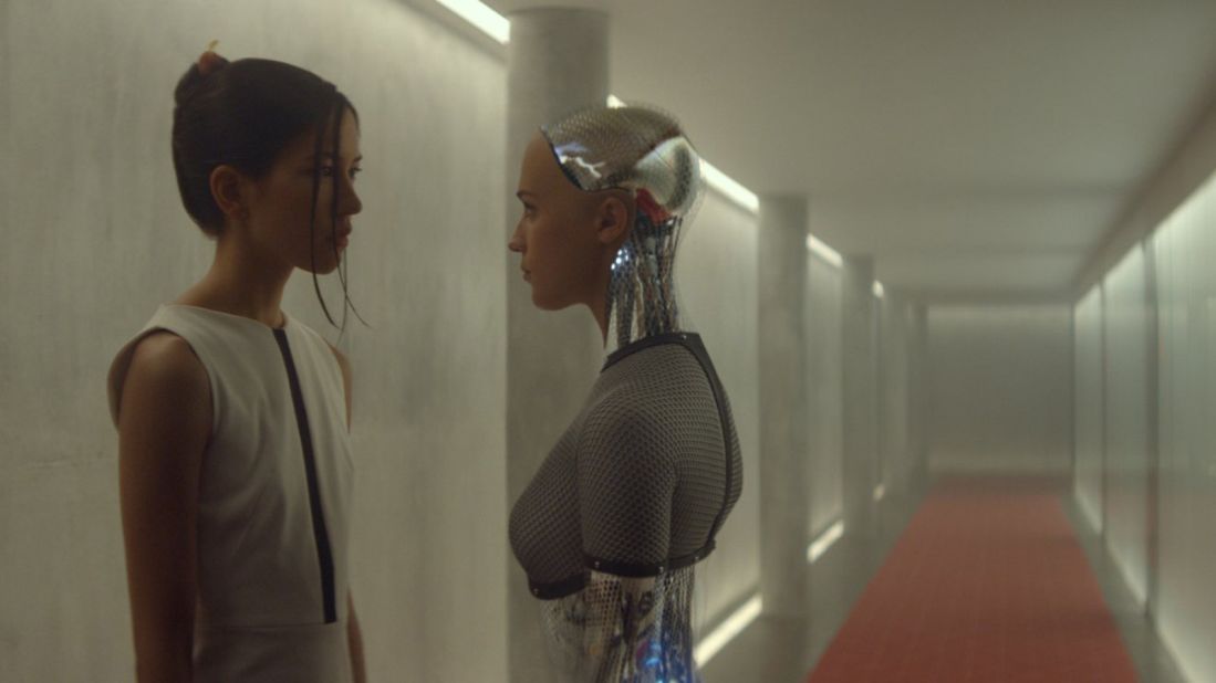 In the film "Ex Machina," Kyoko (Sonoya Mizuno, left) is a humanoid robot and servant to a software company CEO. Unlike fellow robot Ava (Alicia Vikander), she is programmed to be obedient, can't speak and does whatever her creator wishes. 