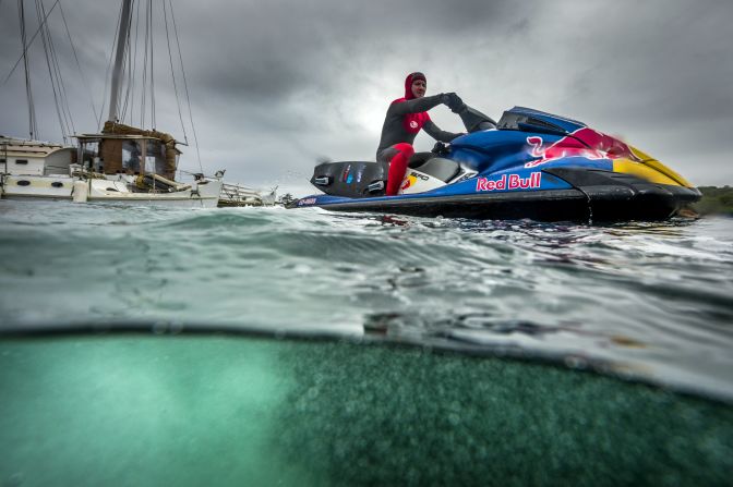 Jet skis are often essential when trying to catch big waves, and Cotton took McNamara onto his 2013 effort.