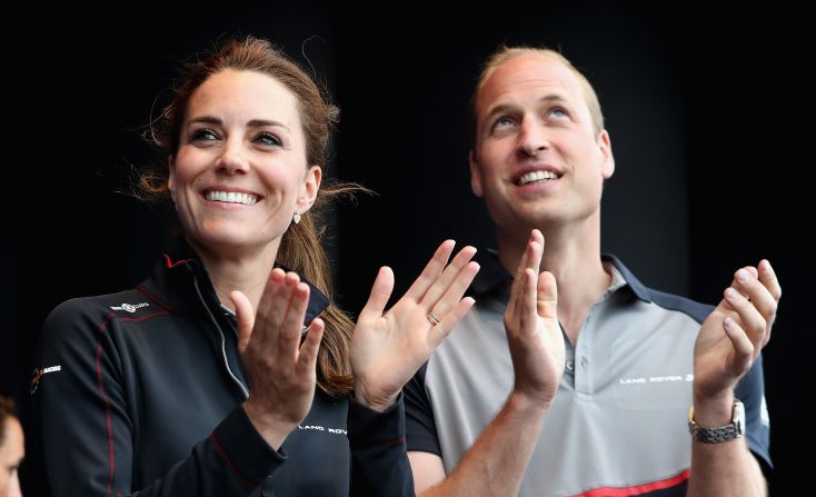 Royal couple Catherine, Duchess of Cambridge and husband Prince William, Duke of Cambridge, enjoyed America's Cup competition off Portsmouth, England, in July.