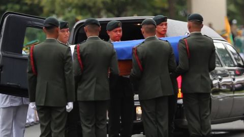 An image taken from a video posted by Imee Marcos shows Marcos' casket being carried to its resting place.