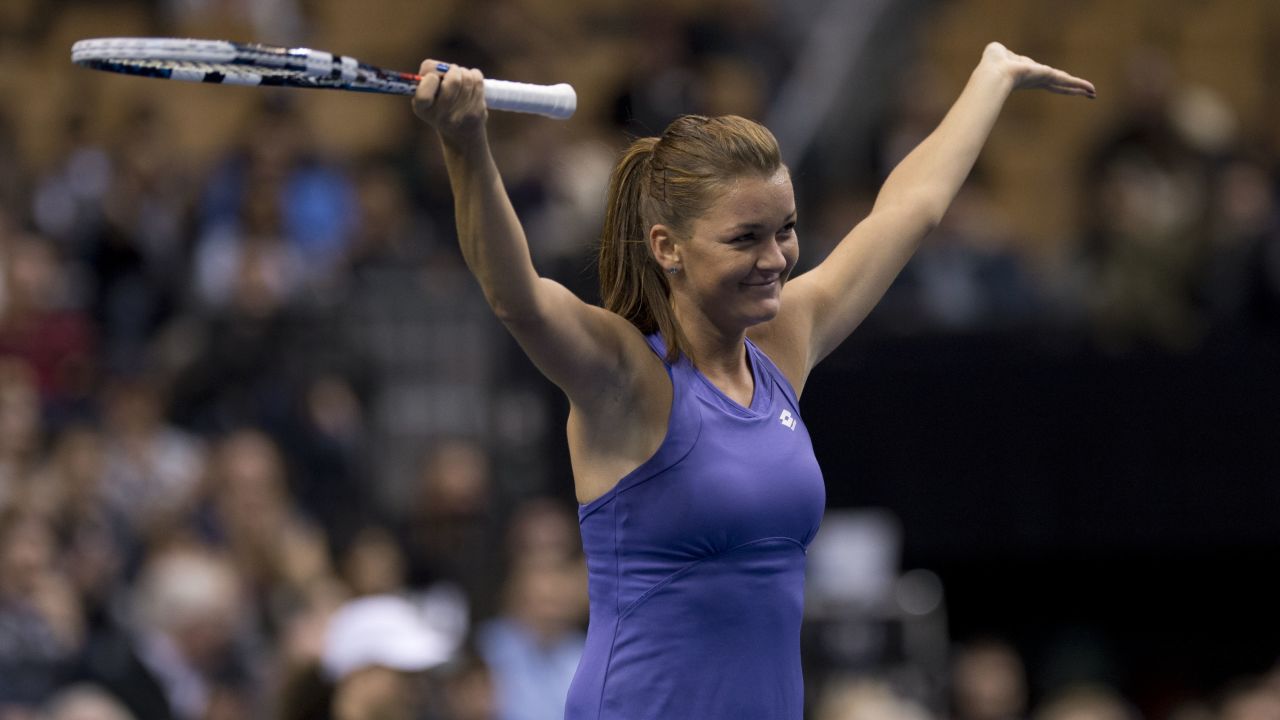 TORONTO, ON - NOVEMBER 16:  Poland's Aga Radwanska played American Serena Williams in an exhibition match Friday night at the ACC in Toronto.  Radwanska won the friendly in straight sets.        (Lucas Oleniuk/Toronto Star via Getty Images)