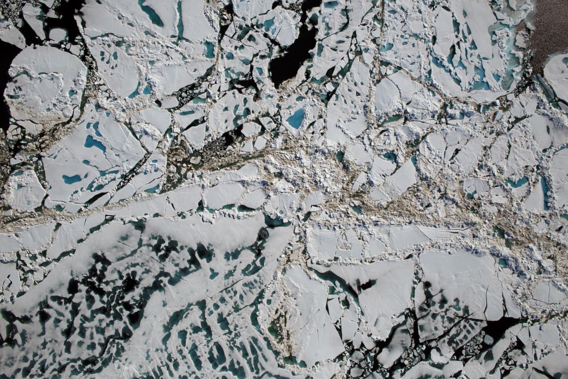 NASA's Digital Mapping System instrument captured this image of the thin Arctic ice during an Operation IceBridge flight over the Chukchi Sea on Saturday, July 16, 2016.
