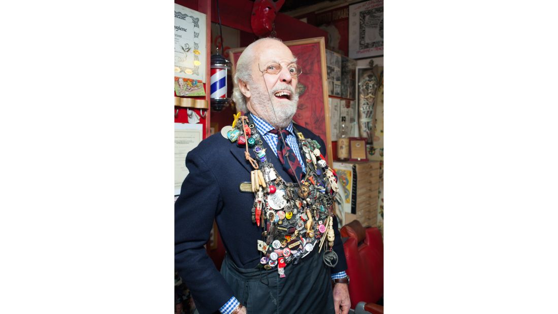Adams and Callahan profiled men from more than a dozen countries. Here, tattoo artist and set and costume designer Gian Maurizio Fercioni is photographed in his home in Milan.<br /><br />"Elegance is like spaghetti." he told Adams. "Spaghetti pomodoro is simple. But if you make it with the best ingredients it becomes elegant."