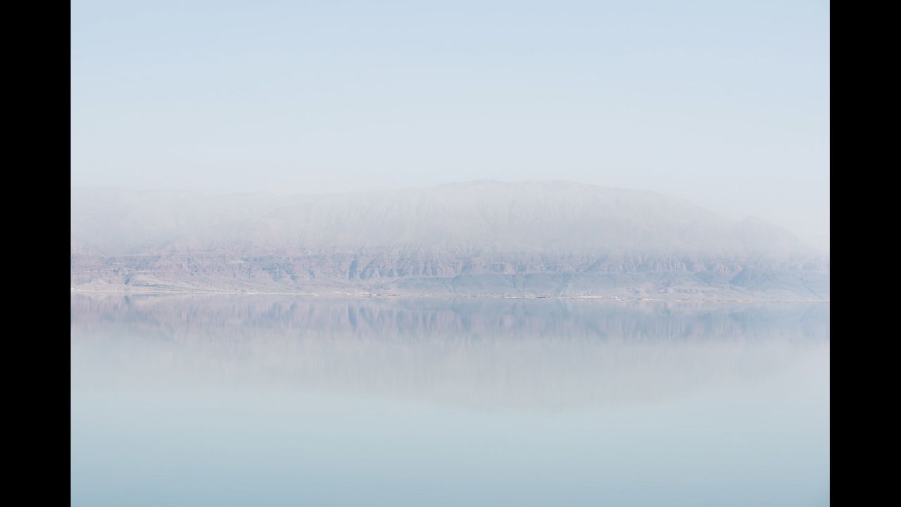 The Jordanian coast is seen from the Israeli side of the Dead Sea.