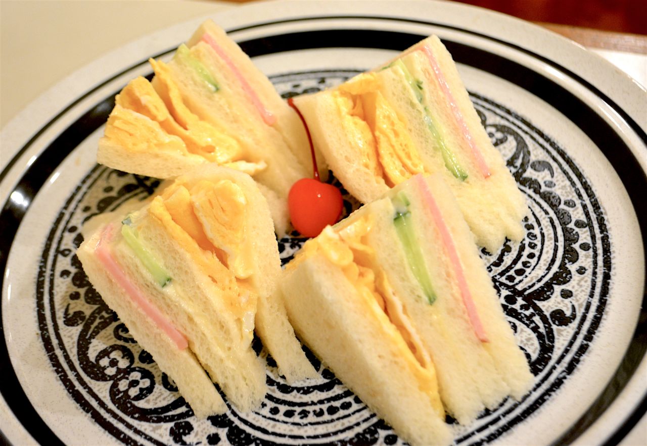 Standard kissaten fare: Crust-free sandwiches. 