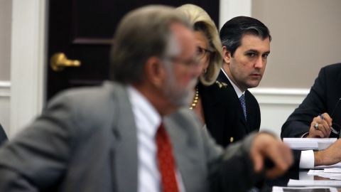 Former North Charleston Police Officer Michael Slager (right) in court this week as he stands trial for the murder of Walter Scott.