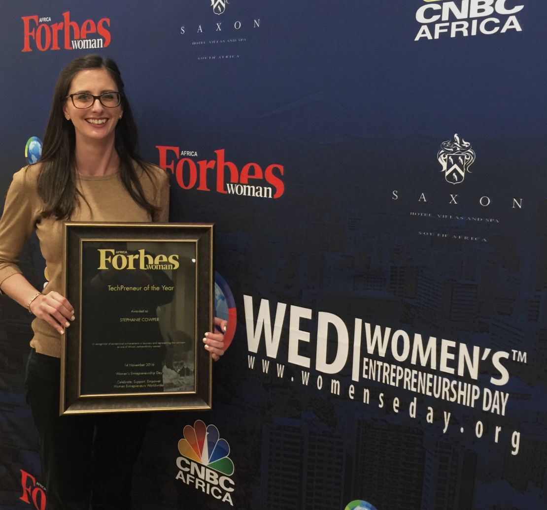 CEO Stephanie Cowper received a Techpreneur of the Year Award in November, 2016.