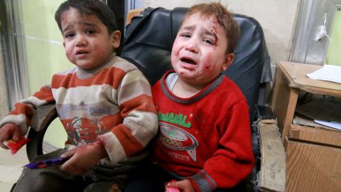 Wounded kids wait to receive medical treatment at the Sahra hospital on November 17.