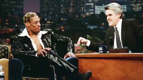 Rodman appears on "The Tonight Show with Jay Leno" in 1998.