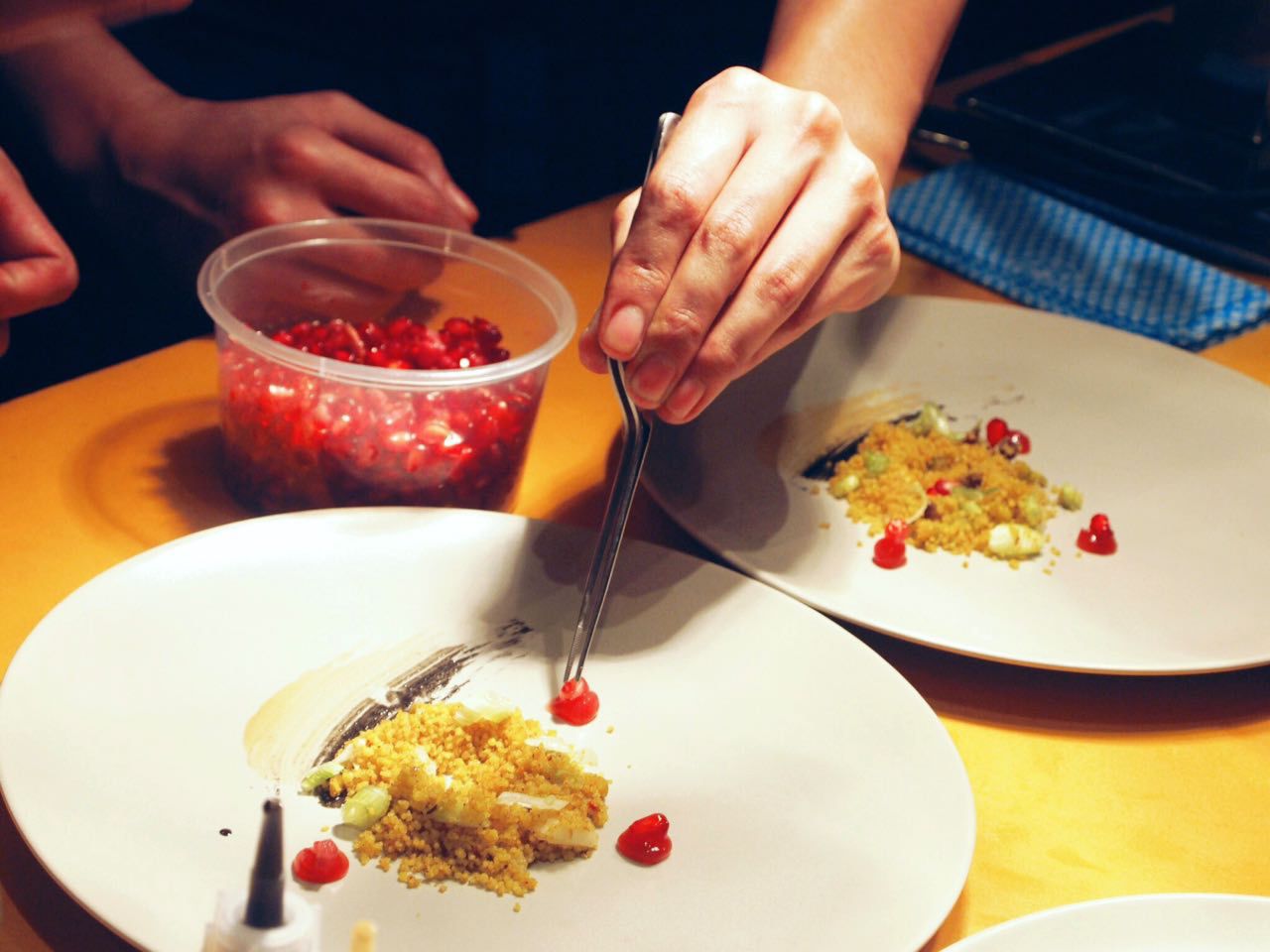 On the Gelinaz menu: Spiced pigeon with with kefir, pomegranate and curry couscous.