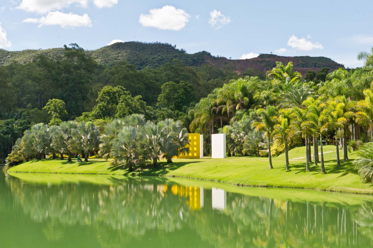 Lush gardens envelop outdoor installations and standalone galleries at Inhotim.