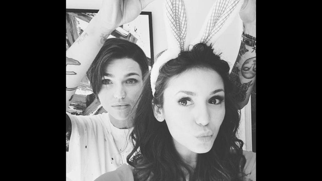 "I found the Easter bunny," <a href="https://www.instagram.com/p/BDeQ1ZesZUr/" target="_blank" target="_blank">model Ruby Rose said on Instagram, </a>referring to actress Nina Dobrev on Sunday, March 27. "Better looking than Santa Claus."