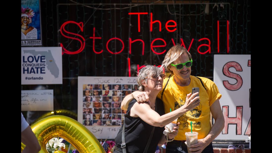 People in New York take selfies in front of the Stonewall Inn, an iconic symbol of the modern gay rights movement, on Friday, June 24. A few days later, the gay bar was designated as <a href="http://www.cnn.com/2016/06/24/travel/stonewall-inn-first-lgbt-national-monument/" target="_blank">the country's first national monument to LGBT rights.</a> The riots there in 1969 -- <a href="http://www.cnn.com/2016/06/16/us/gallery/tbt-first-pride-parades/index.html" target="_blank">and the protests that followed</a> -- were a turning point for LGBT rights in the United States.