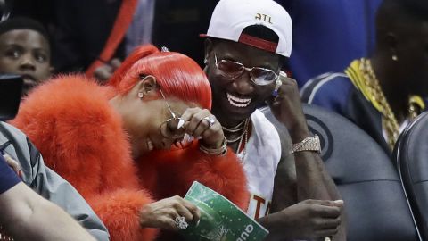 Rapper Gucci Mane surprised  Keyshia Ka'oir with a proposal during the Atlanta Hawks and the New Orleans Pelicans game in Atlanta Tuesday.