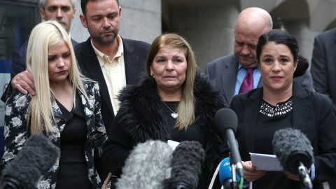 Victim Jack Taylor's mother Jeanette, center, and her daughters Jenny and Donna speak to reporters after the verdict.