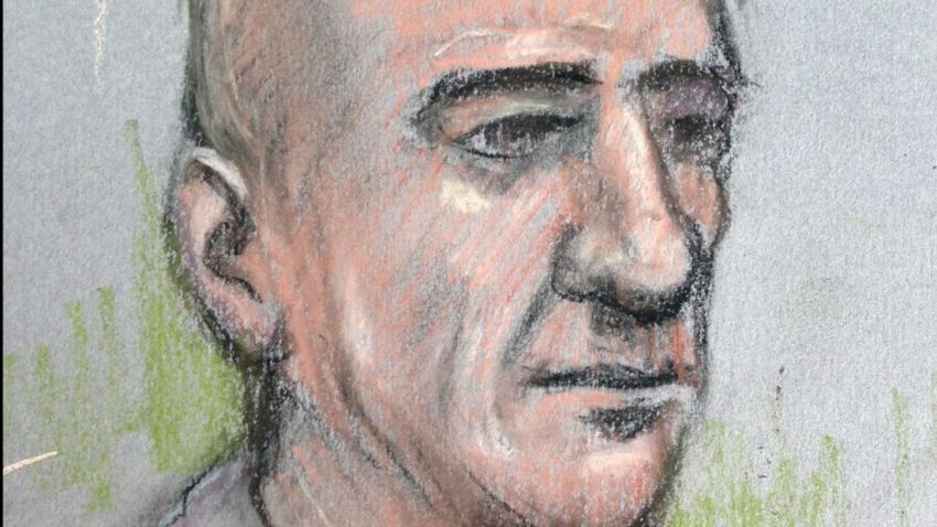 Court artist sketch of Stephen Port. Port has been found guilty at the Old Bailey of the murder of Gabriel Kovari.