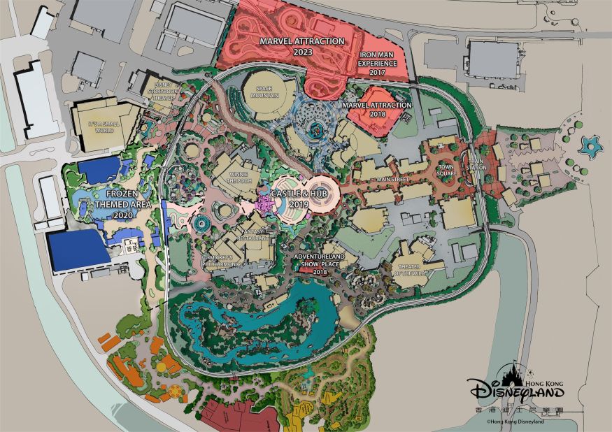 This overview of the expansion plan highlights the locations of all the new attractions, which will roll out from 2018 through 2023. 