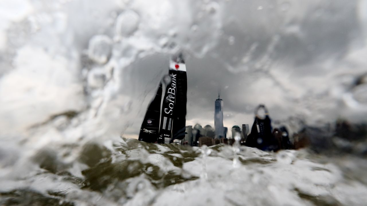 SoftBank Team Japan sails in New York as it competes in an America's Cup World Series race on Saturday, May 7.