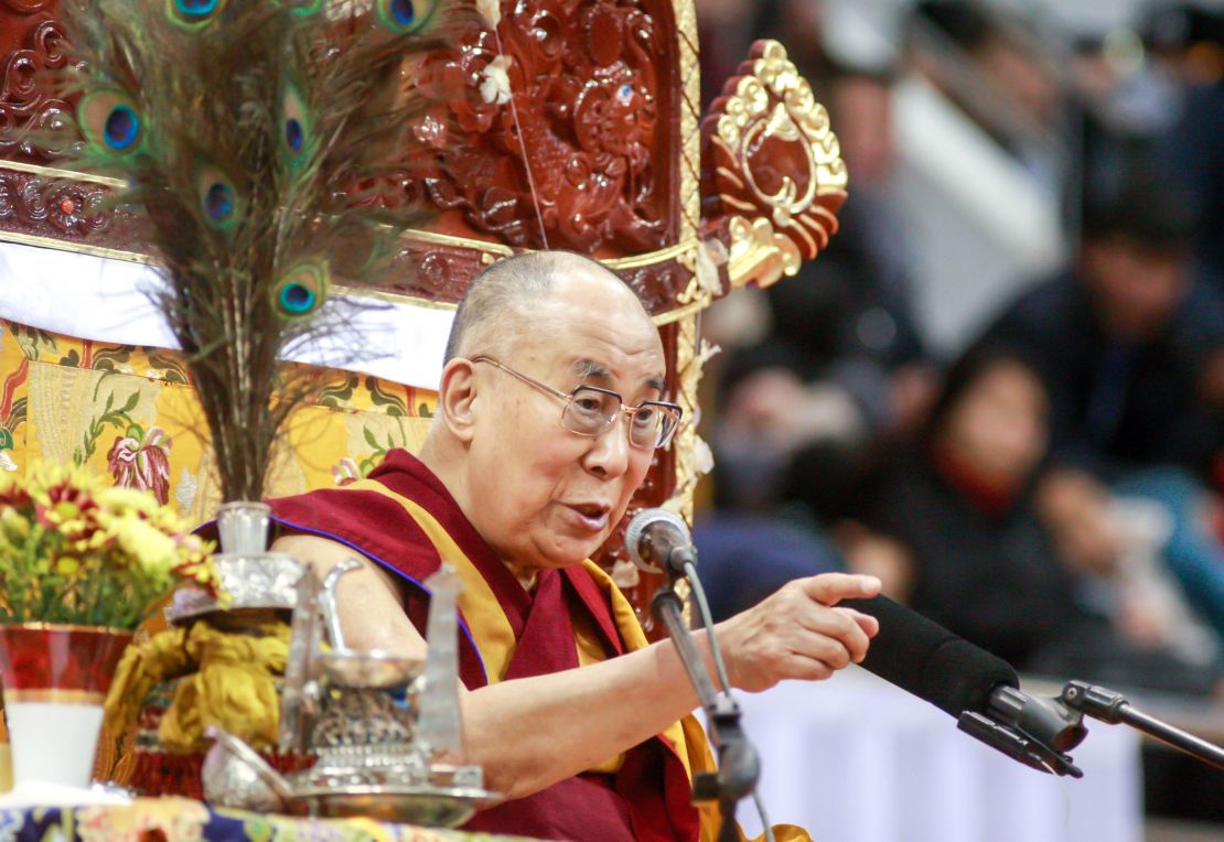 The Dalai Lama speaks to worshippers in Ulaanbaatar, the capital of Mongolia, on November 20, 2016. 
