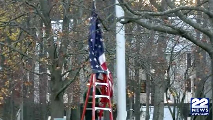 Hampshire College removes US flag from campus SCREENGRAB