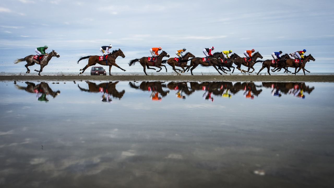 Horses race in Laytown, Ireland, on Tuesday, September 13. 