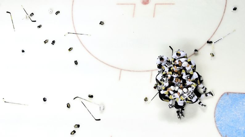 The Pittsburgh Penguins celebrate Sunday, June 12, after winning the Stanley Cup Final in San Jose, California. The Penguins defeated San Jose in six games for their fourth title in franchise history.