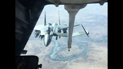 These tankers are a vital support vehicle for planes flying missions against ISIS, allowing them to remain in the area battling the militants for up to seven hours.