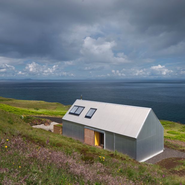 Rural Design's Tinhouse is located in Northern Skye. Dickson is a big fan of the building's iron exterior: "It also it reminds me of things like air-streamed caravans and that kind of optimism of the 1960's," the architect says.